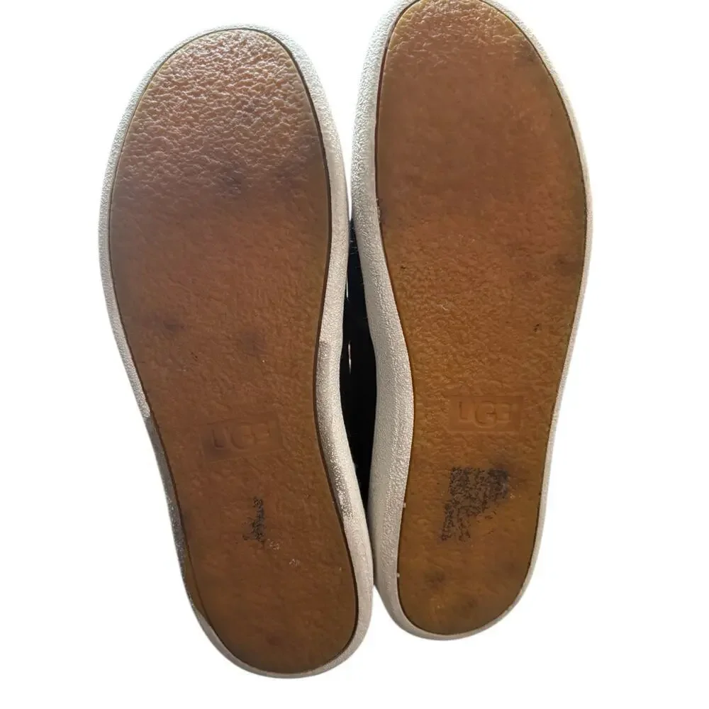 UGG Black Leather Slip-On Sneakers Size 6.5